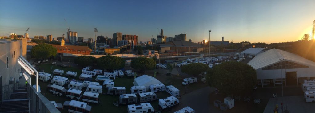 Caravanning Queensland  Brisbane show drone view